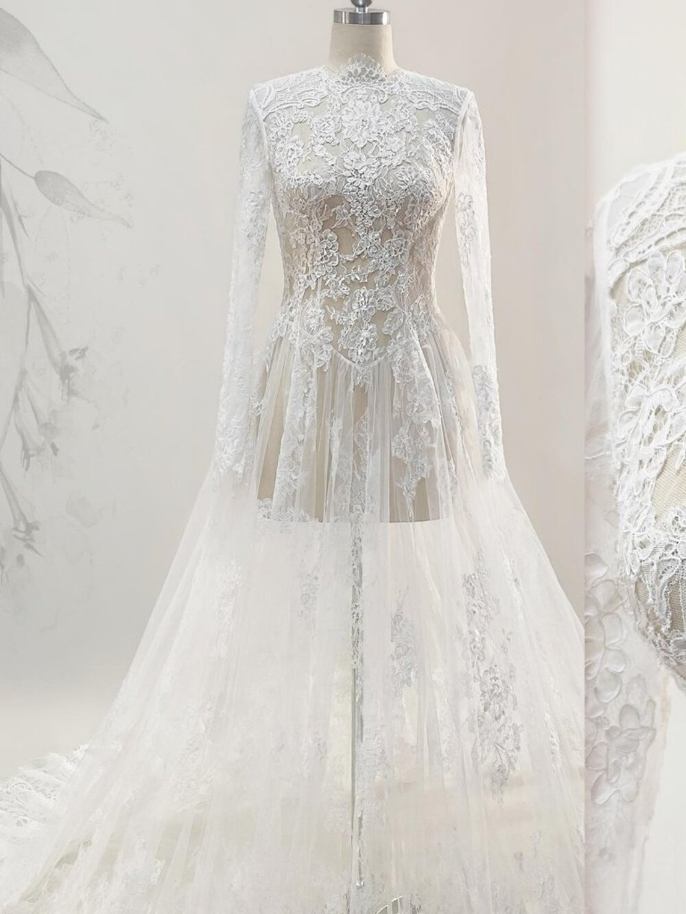 Delicate Lace Wedding Dress Overlay